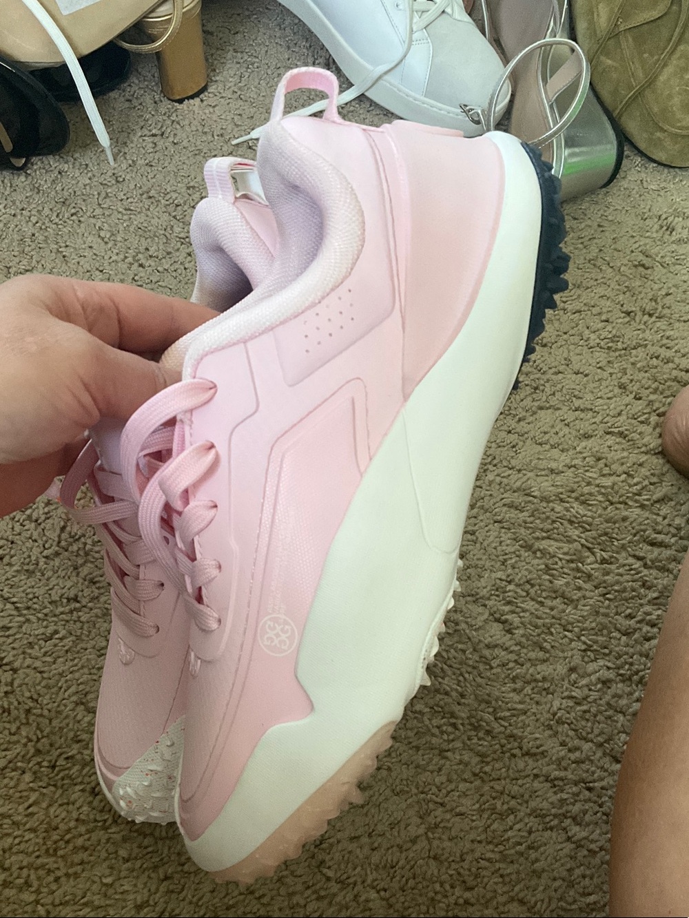 G/FORE Women's Athletic Golf Shoes in Light Pink and White - Picture 7 of 9